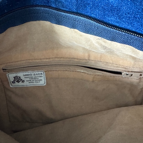 Mimo Sacs - Vintage Navy  Shoulder Leather Bag / Purse - Picture 10 of 13